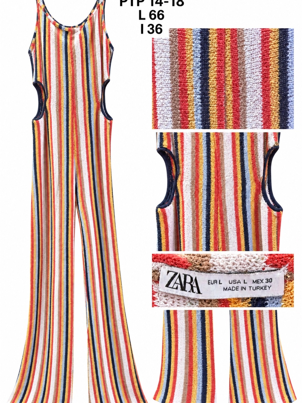 ZARA Multicolor Striped Women’s Romper - Yellow, Blue & Red